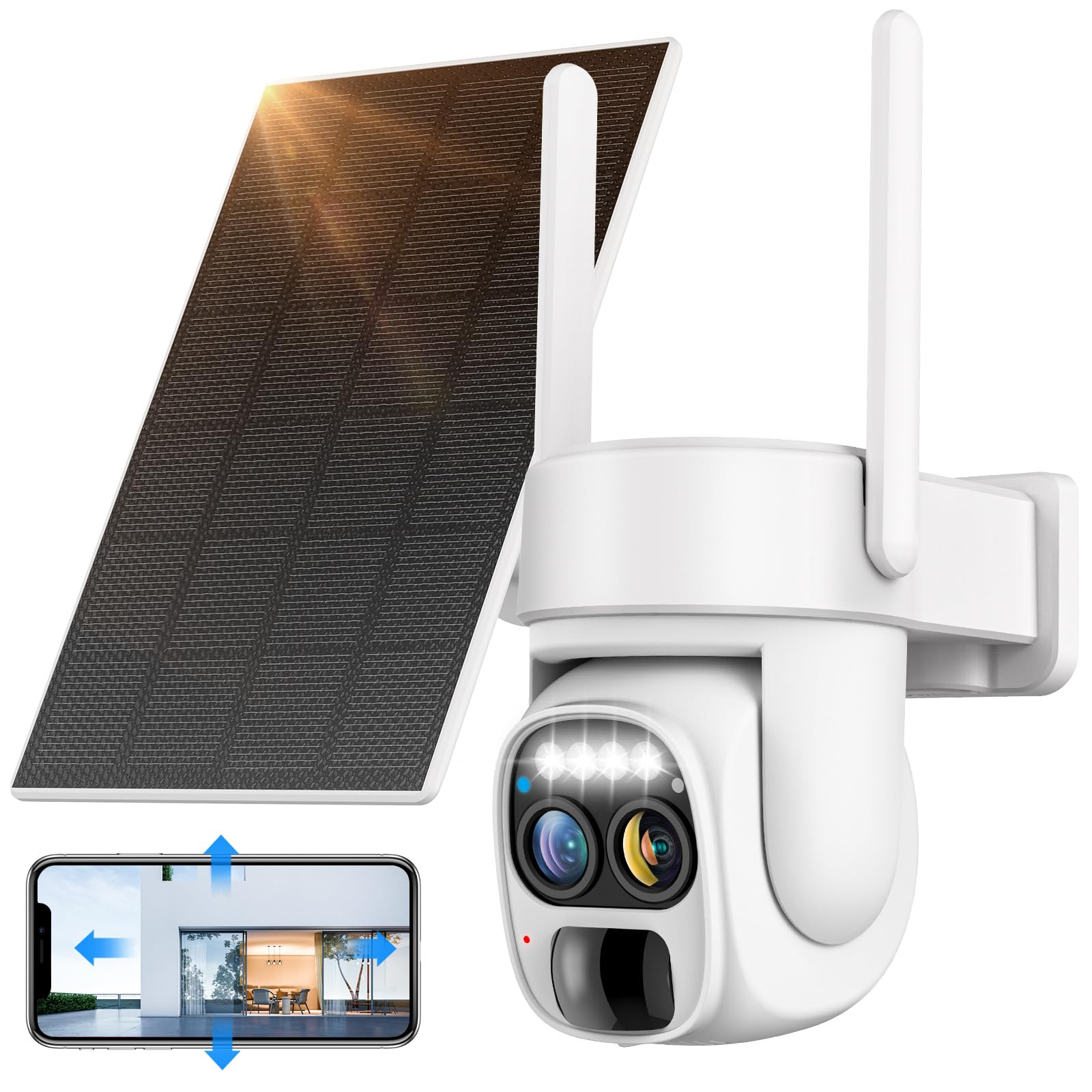 Hawkray Solar Wireless Outdoor Camera with 10X Zoom 2K 360° Security