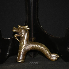 Rare Retro Bronze Zodiac Dragon Head Cane Walking Stick Head Handle Accessories