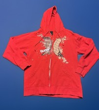 Vintage Hurley Hoodie Mens M Red Full Zip Hoodie Sweater Skate Surf Y2K Grunge