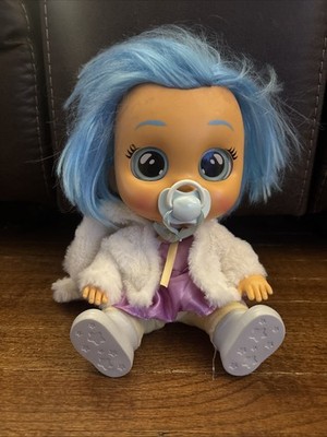 Cry Babies Dressy Kristal Interactive Baby Doll Blue Hair Tested and Working. C7