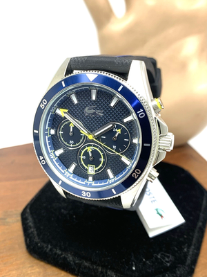 Lacoste Men's Watch 2011361 Quartz Chronograph Blue Dial Black