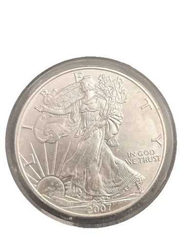 ONE DOLLAR WALKING LIBERTY 2007 1 OZ FINE SILVER IN CASE ONLY -AS925