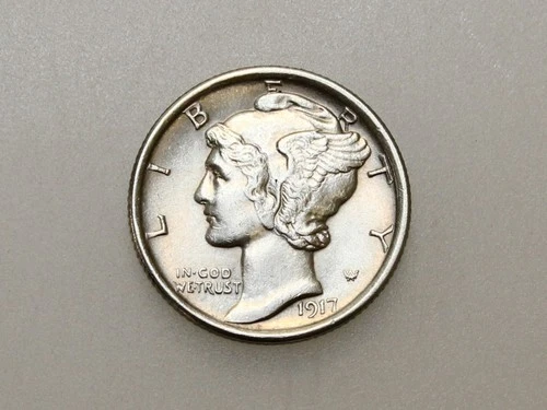 1917-P 10C MERCURY SILVER DIME BU FSB