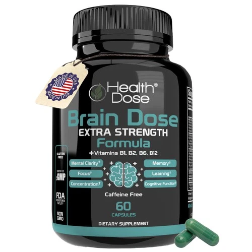 Health Dose Brain Dose Premium Nootropics-Caffeine-Free-For Men & Women.