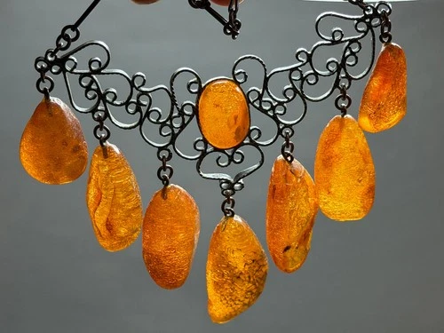 NATURAL OLD ANTIQUE YELLOW BUTTERSCOTCH BALTIC AMBER NECKLACE 48,3 gr
