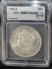 1880-S $1 Morgan Silver Dollar - 90% Silver - Certified MS60 Details By ICG!