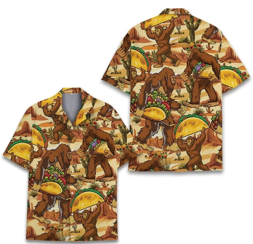 Bigfoot Taco Hawaiian Shirt Men Women Youth, Desert Bigfoot Sasquatch Shirt