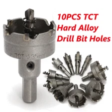 10PC Carbide Tip TCT Hole Saw Cutter Drill Bit Set For Steel Metal Alloy 16-53mm