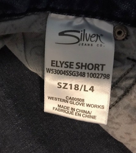 Silver Jean Shorts Elyse Sz 18 X 5.25 Ins. Women Denim Medium Blue GUC Stretch - Picture 5 of 5