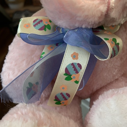 9” Sit Easter Bunny Plush Dan Dee Collector’s Choice Pink Easter Egg Ribbon - Picture 17 of 19