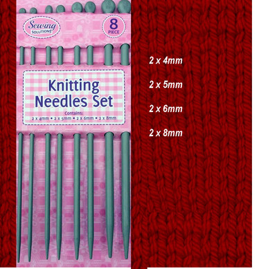 Quality Knitting Needles Set Of 8 Sizes 4mm 5mm 6mm 8mm New Uk 5055319576628 Ebay
