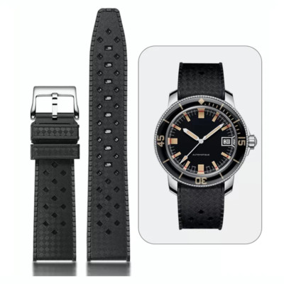20 mm Silikon Uhrenarmband passend für Blancpain Fifty Fathoms 5008B Dornschl...