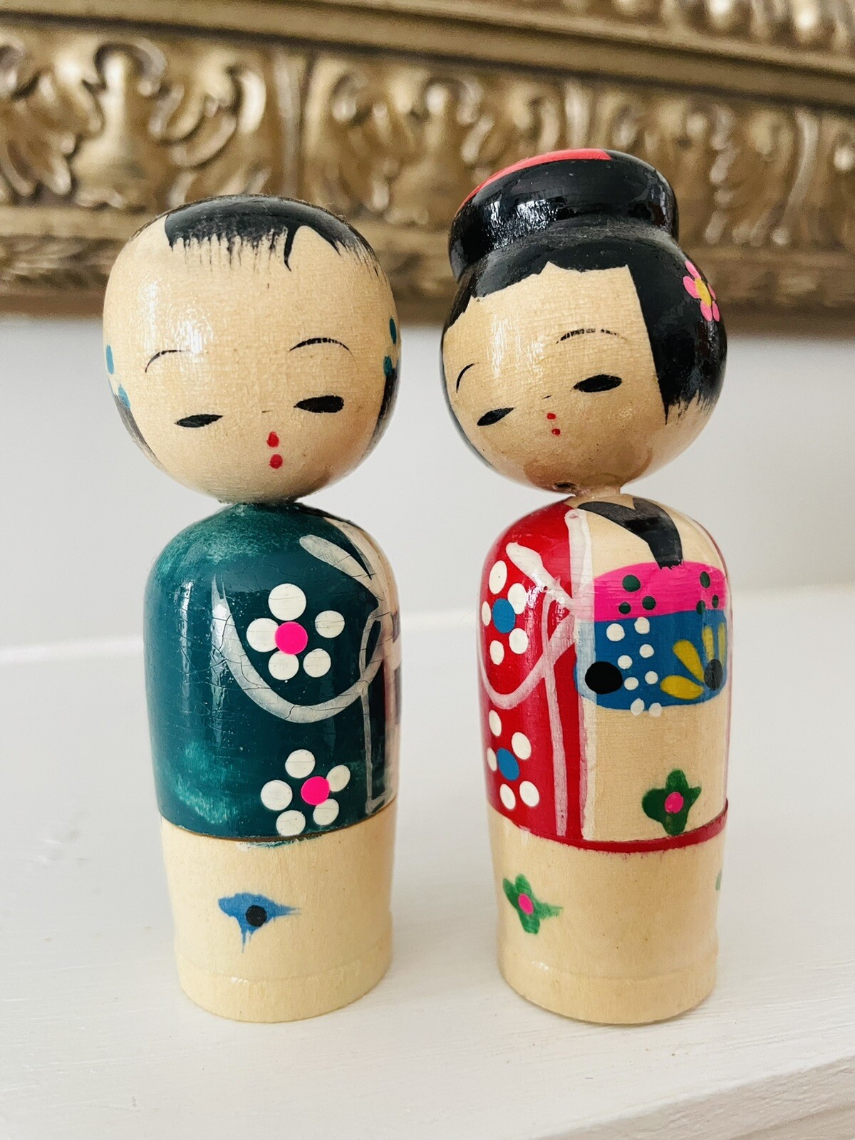 Nesting Kokeshi Doll Family Couple Pair Japanese VTG Made In Japan 4