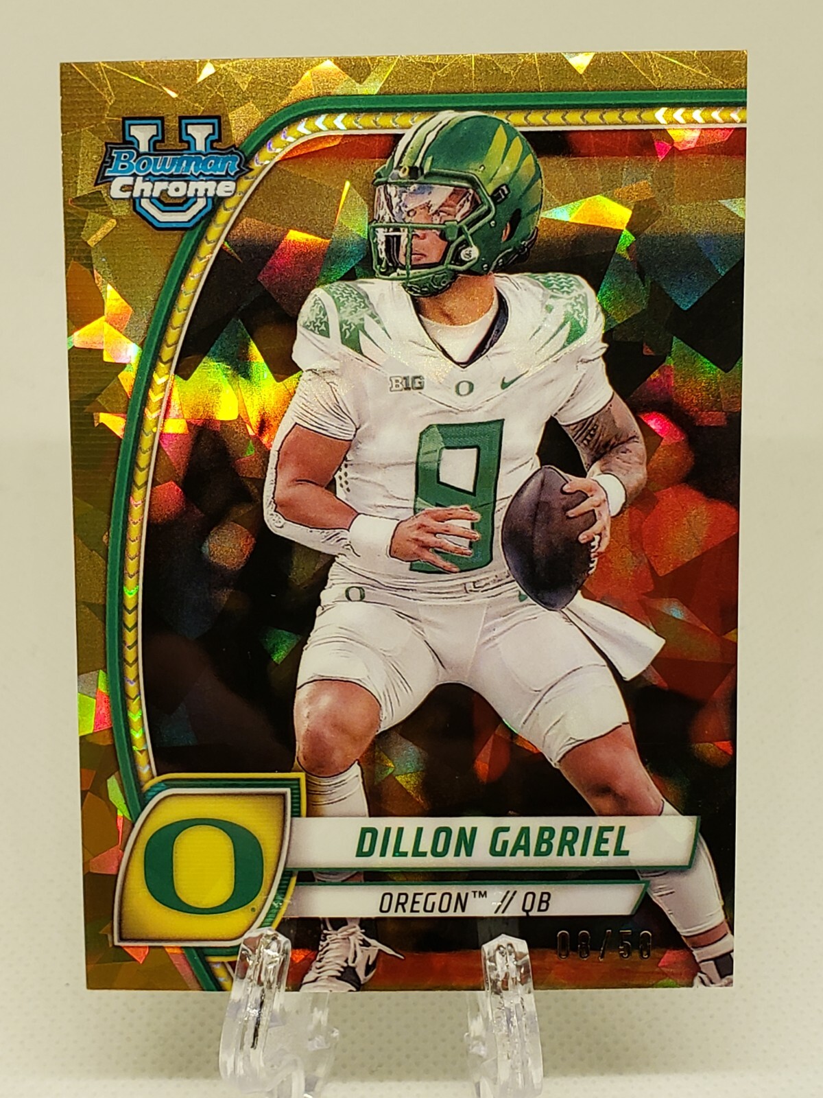 2024 Bowman University Chrome Sapphire Dillon Gabriel Gold #8/50 #3 Oregon Ducks