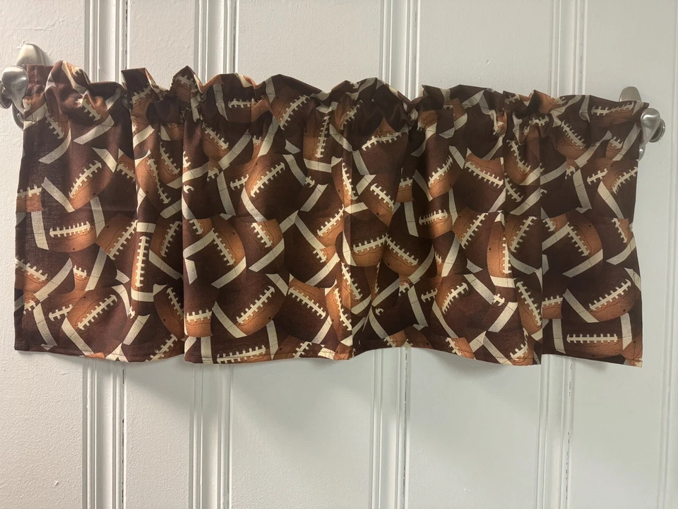 Cenefa de ventana de fútbol hecha a mano panel cortina deportes autocaravana cámper cortinas para niños Foto 3 de 3