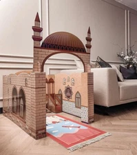Ramadan Gift Decor Muslim Kids Toy Masjid Playhouse Islam Salah Prayer Mat Eid