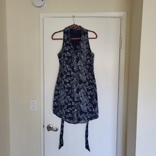 Banana Republic Shirt Dress Womens 8 Blue Floral Print Summer Classic