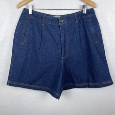 Vintage 90s Y2K NOS Ultra High Waisted Denim Jean Shorts Pleated NWT Sz 16
