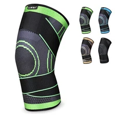 Professional Knee Sleeve Brace - Removable Adjustable Straps (Single,Large)