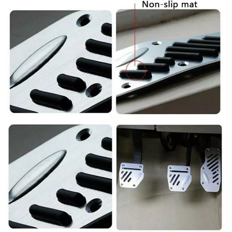Almohadillas antideslizantes para pedales de coche de aleación de aluminio para transmisión manual de 3 piezas Foto 4 de 4
