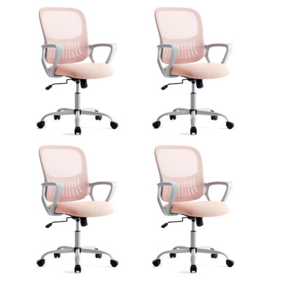 4PCS Home Chair Mid Back Mesh Office Computer Task Ergonomic Chair with Armrests