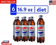 Diet Pepsi Cola Soda Pop, 16.9 fl oz, 6 Pack Bottles