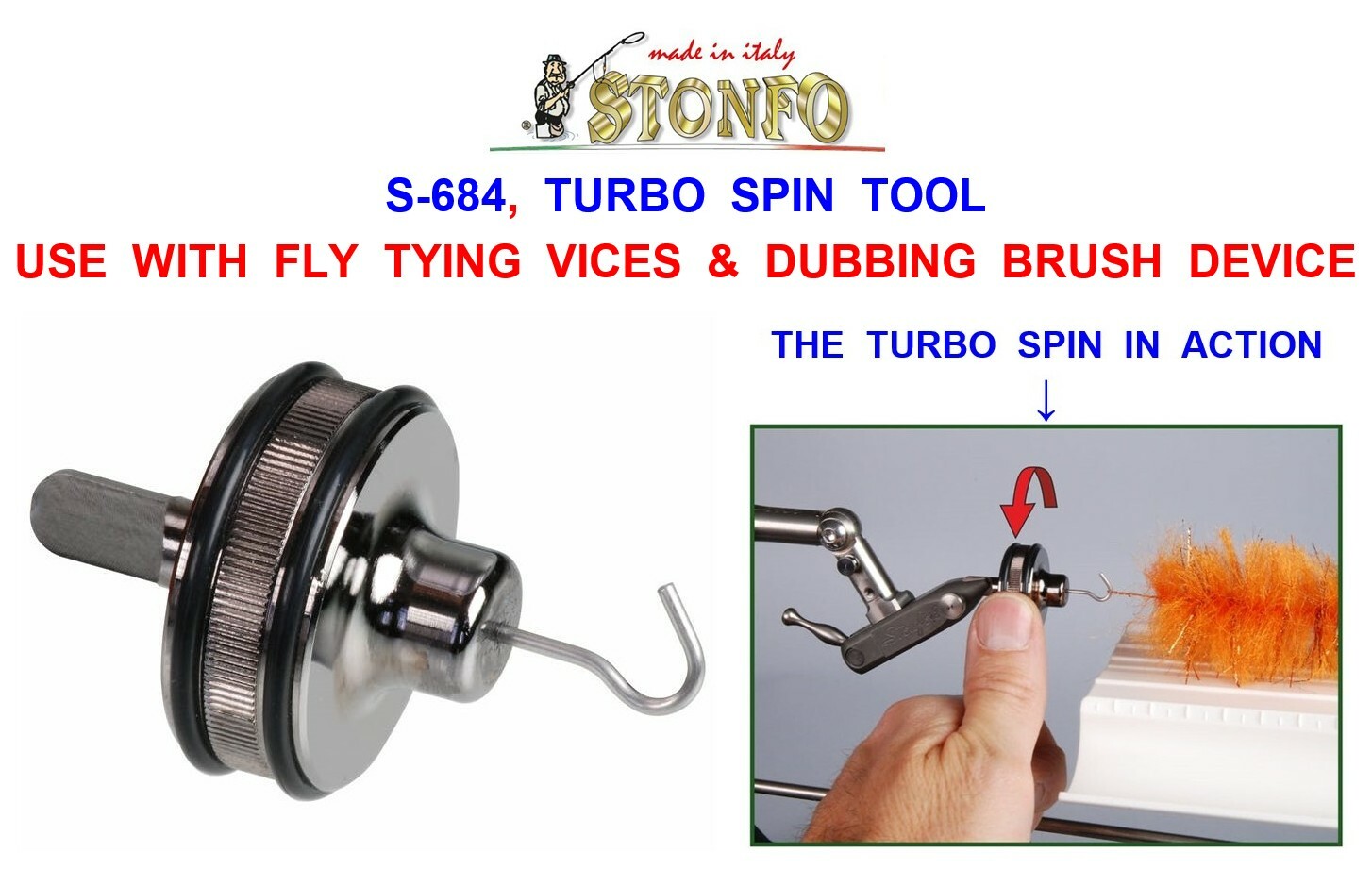 STONFO 684 TURBO SPIN TOOL FOR FLY TYING VICES 476 477 478 516 609 610 653 654