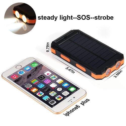 Fast Charging 20000 mAh Solar Power Bank with Dual USB Ports & Flashlights Black - 第 5/7 張圖片