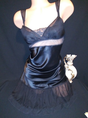 Vtg Satin Soft Nylon Nightgown Gown w Lace Bodice Dress Nightie w Ruffle S - Picture 10 of 10