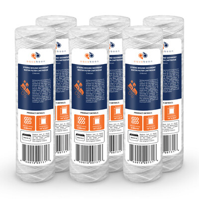 6-Pack of 5 Micron Wound String Sediment Water Filter Cartridges 10''x2,5'' for RO