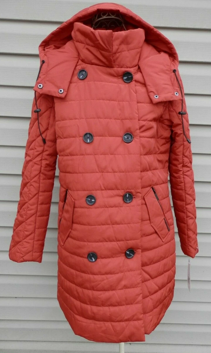 220 FRENCH CONNECTION Quilted Puffer Parka Long Hooded Coat