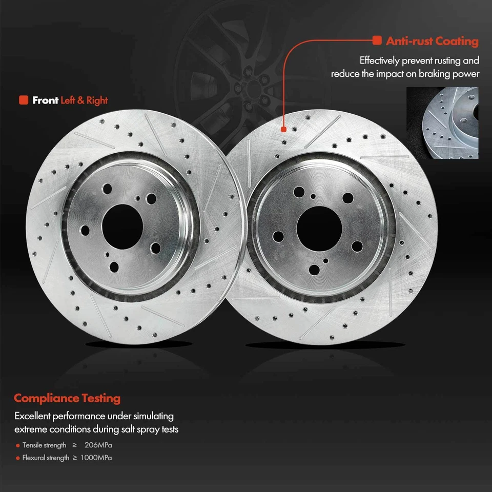 2x Rotores de freno perforados para Toyota Camry 2018-2023 Avalon Lexus RX450hL delanteros Foto 2 de 4