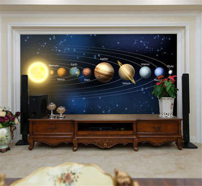 Nine Planets Solar System Full Wall Mural Photo Wallpaper
