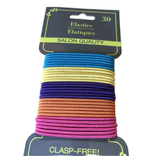Hair Bands Salon Quality Assorted Color 30 Count Elastic Pony Tail Holders