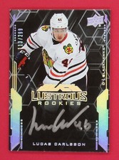 2020-21 UD Black Lucas Carlsson 113/299 Lustrous Rookie Signatures #LSLC Chicago