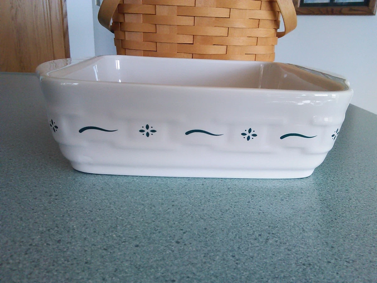Longaberger Pottery 8 X 8 Baking dish New Design Heritage green