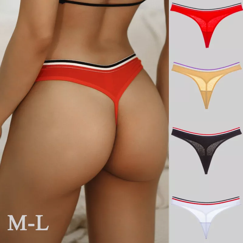 CustomLow Waist Striped Tangas No Show Bikini Custom Thongs Women Underwear  Panties Cotton Ladies Workout