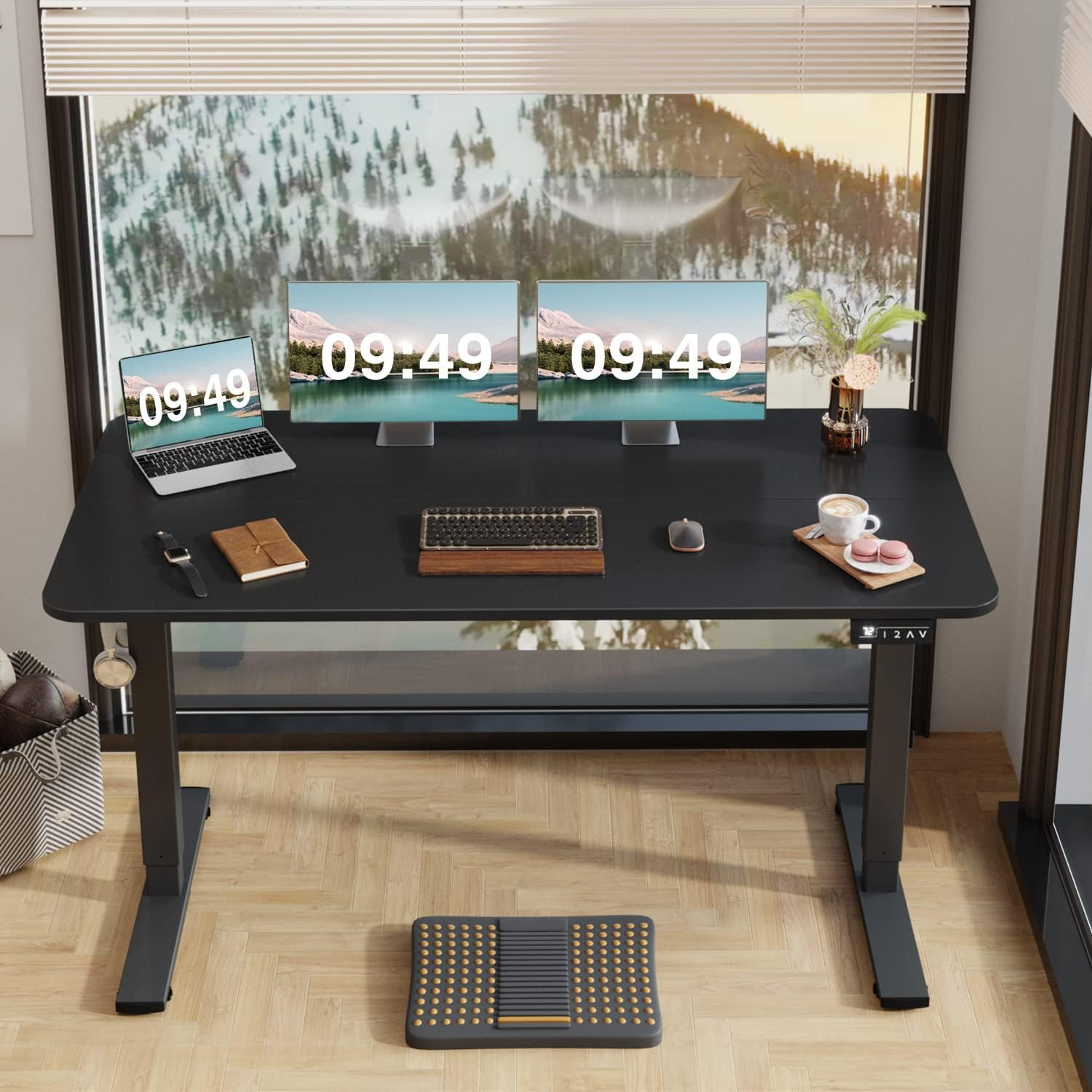 Electric Height Adjustable Standing Desk Large 55 X 24 Inches Sit Stand up Desk