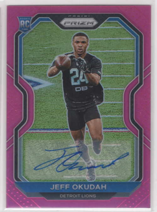 2020 Panini Prizm Rookie Autographs Prizms Pink #359 Jeff Okudah Auto - NM-MT