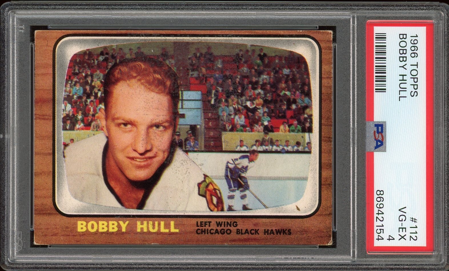 1966-67 TOPPS BOBBY HULL HOCKEY CARD #112 PSA 4 HOF CHICAGO BLACKHAWKS GH01