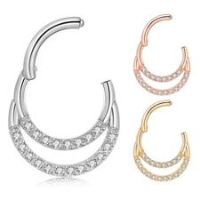 1Pc 16G Hinged Septum Clicker Ring Nose Rings Hoops Surgical Steel Daith Earring