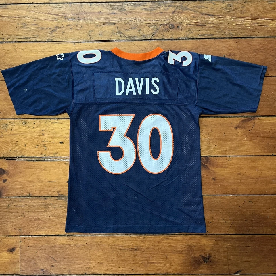 Camiseta deportiva vintage Starter Terrell Davis #30 Denver Broncos juvenil mediana azul naranja Foto 2 de 4