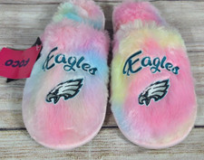 NFL Philadelphia Eagles Slippers Girl's Size Large 5-6 Pink Blue Yellow Tie-dye
