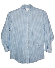 Brooks Brothers Size 16 -2/3 Blue Plaid Long Sleeve Button Up Dress Shirt