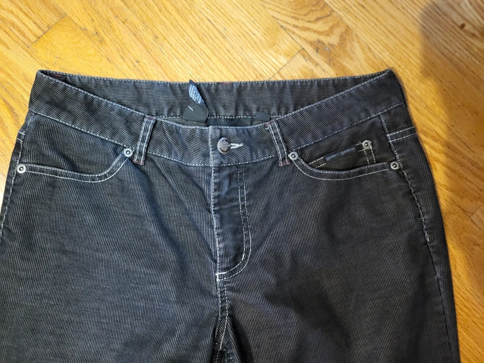 Pantalones bootcut de pana negros/bronce Harley Davidson auténticos para mujer talla 10 Foto 2 de 4