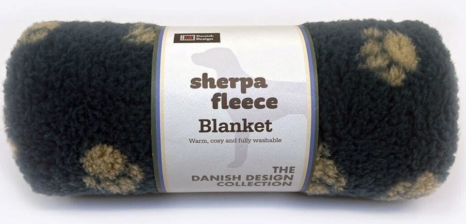 Manta para perro - Estampados de patas azules. Sherpa polar, lavable, ropa de cama, funda. 2 tallas. Foto 3 de 3