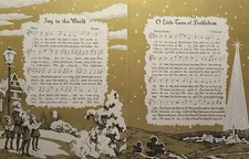 Christmas Carols Hymns 4 Holiday Songs Gloss Gold Vintage Magazine Print 1960