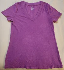 GAP Womens Pullover Top Size SMALL V-Neck Purple S/S T-Shirt