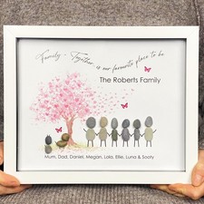 Personalised Pebble Picture Gift 8 x 10" Family Housewarming Present Spring Tree