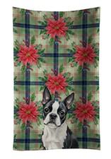 Caroline's Treasures Boston Terrier Christmas Poinsettas Kitchen Towel